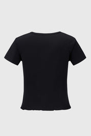 Polera Niña Rib Crop Negro