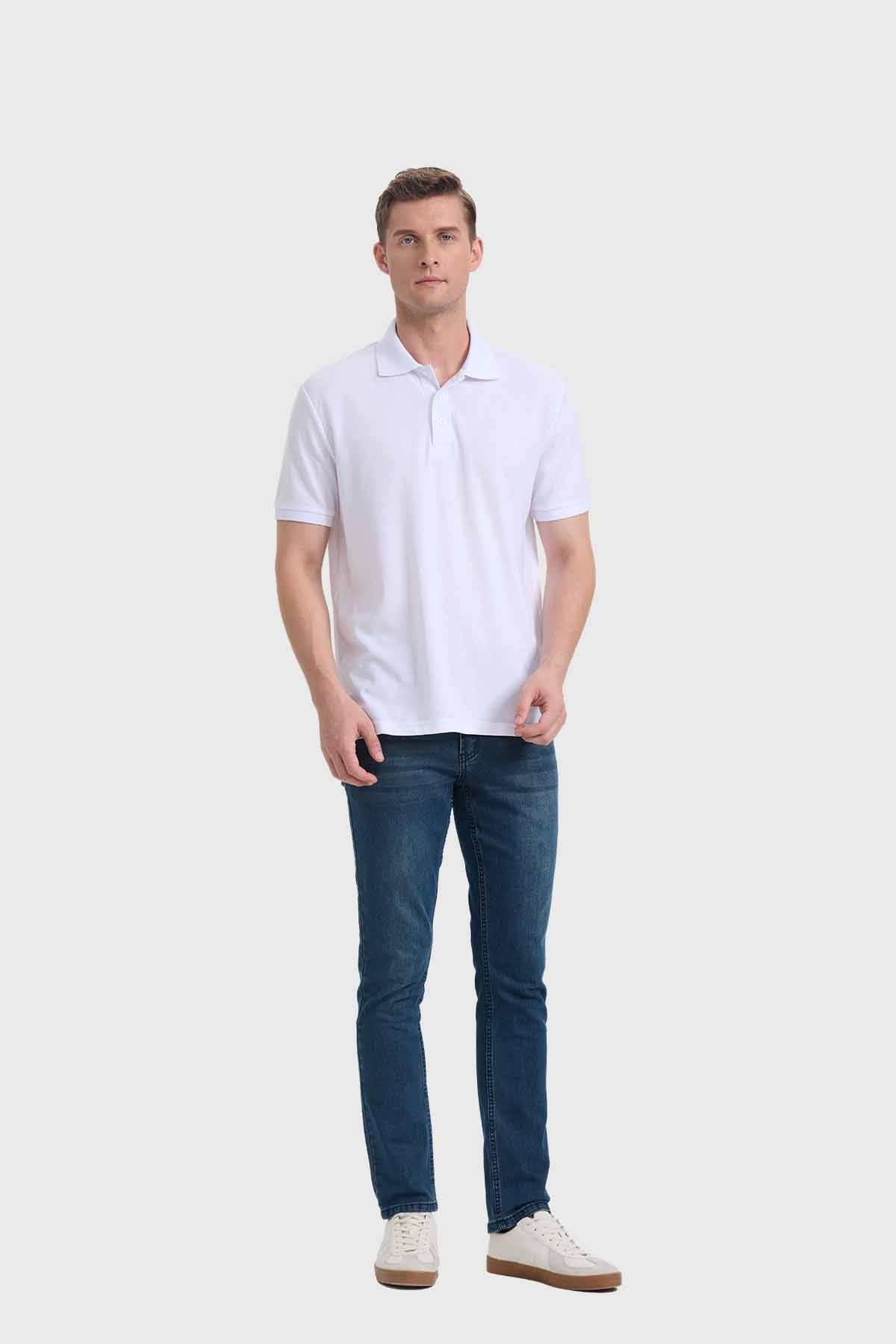 Polera Hombre Piqué Básica Blanco