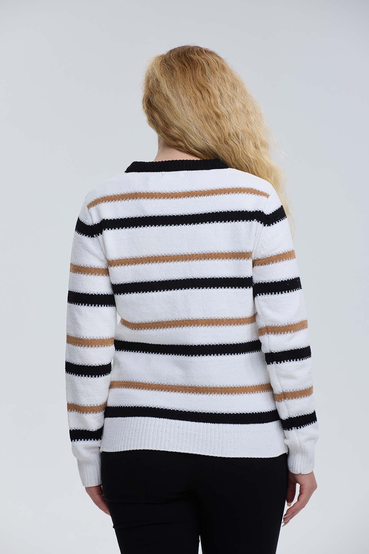 Sweater Mujer Bloques Crudo