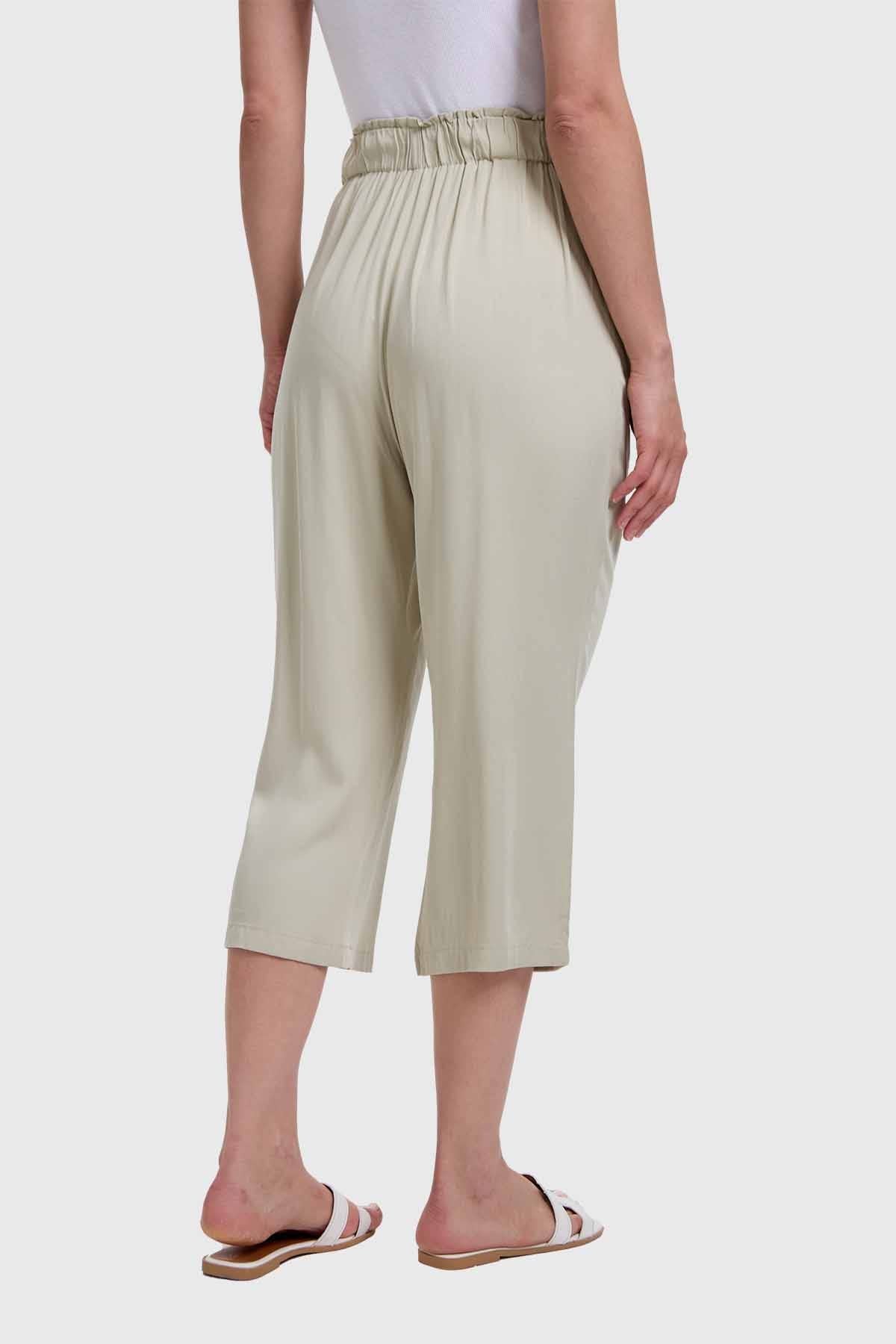 Pantalón Mujer Sastrero Con Cinturón Caqui