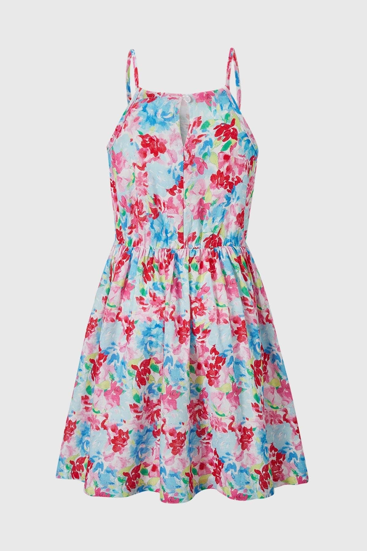 Vestido Niña Lino Print Celeste