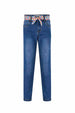 Jeans Con Cinturón Azul