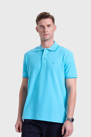 Polera Hombre Piqué Básica Azul