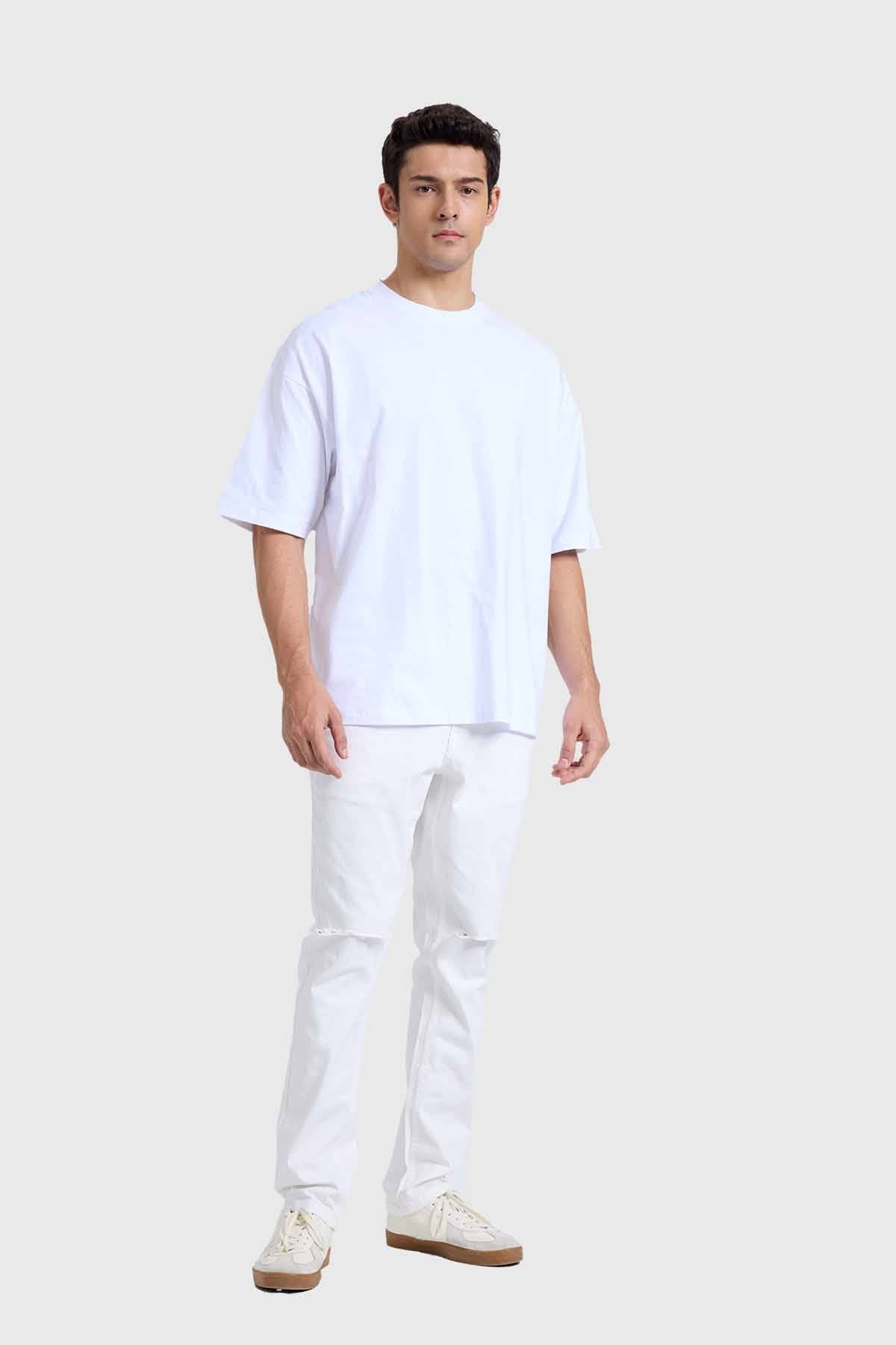 Polera Hombre Oversize Blanco