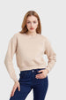 Polerón Mujer Cropped Bordado Beige