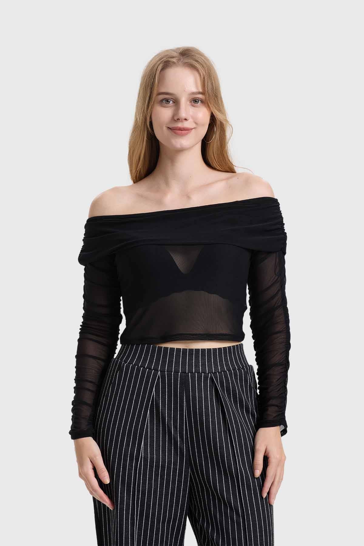 Polera Mujer Mesh Negro