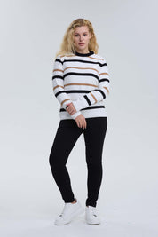 Sweater Mujer Bloques Crudo