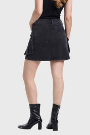 Falda Mujer Denim Cargo Negro