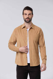 Camisa Hombre Cotelé Beige