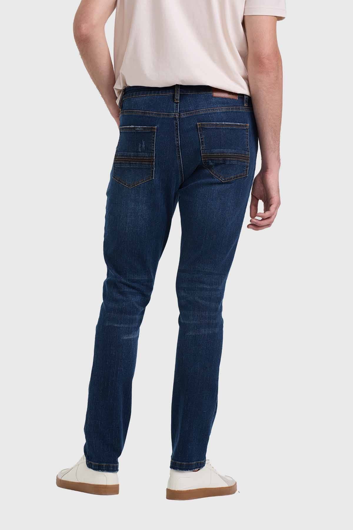 Jeans Hombre Bolsillo Trasero Azul