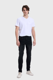 Jeans Hombre Skinny Rotura Negro