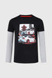 Polera Niño Doble Manga Básica Negro