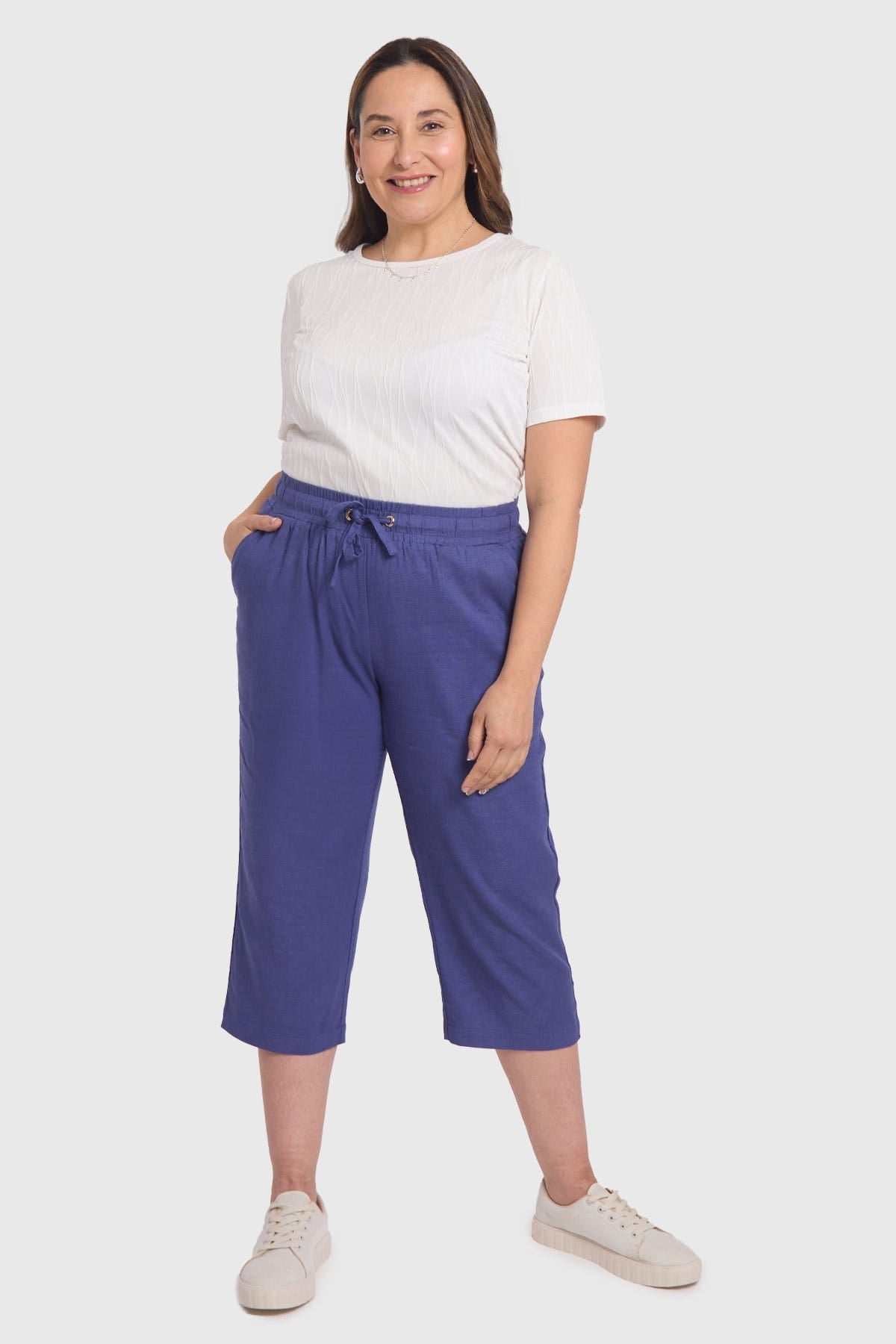 Pantalón Mujer Lino Azul