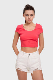 Polera Mujer Cruzada Espalda Rosado