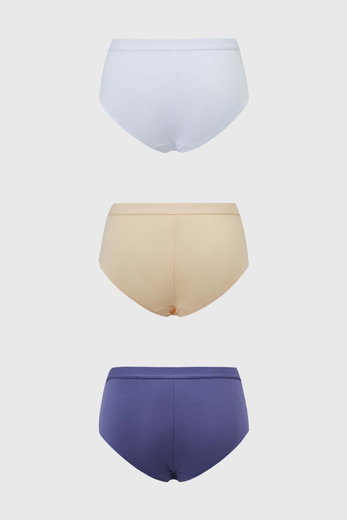 Calzón Mujer Tripack Tiro Alto Blanco