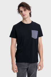 Polera Hombre Con Bolsillo Negro