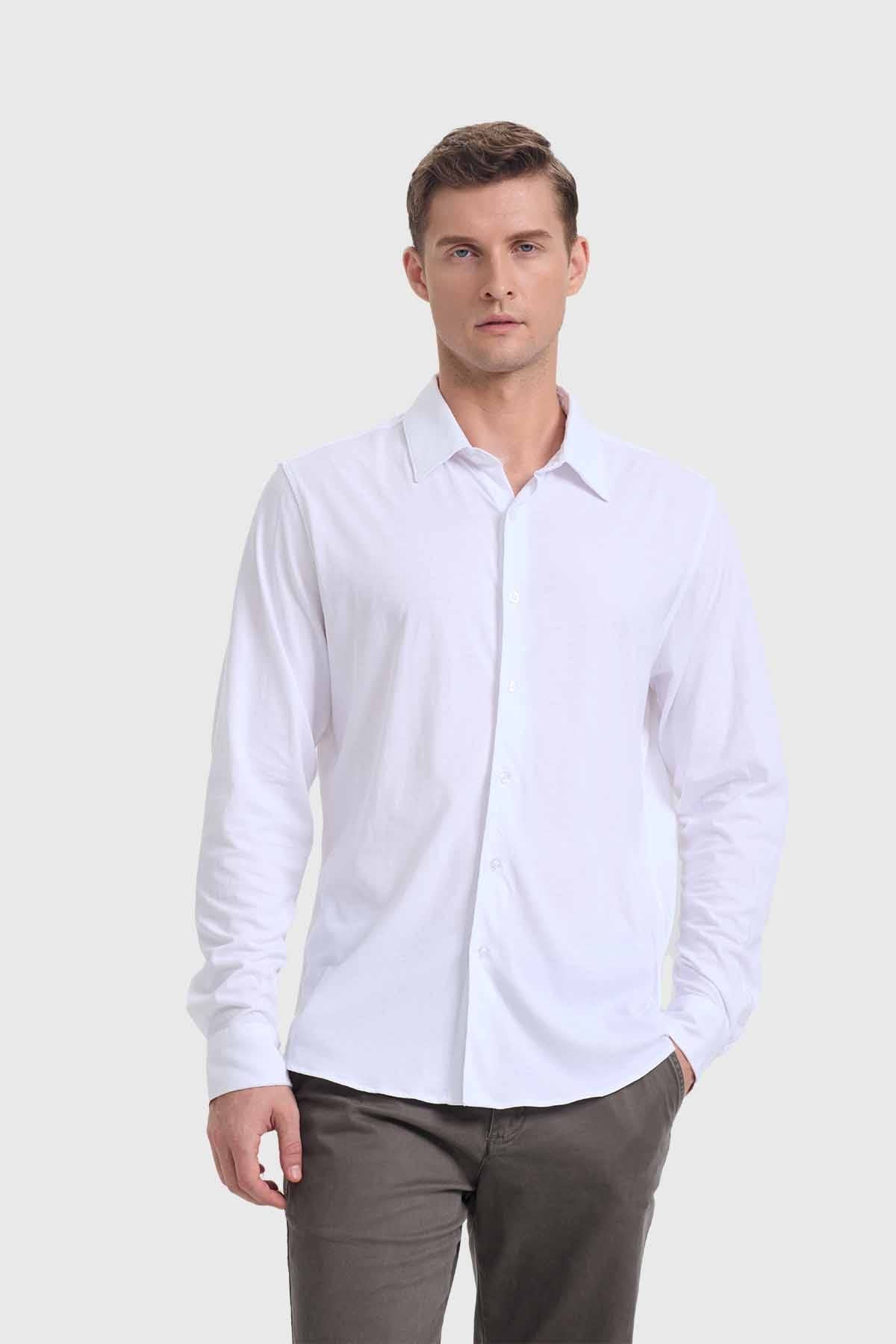 Camisa Hombre Acabado Mercerizado Blanco