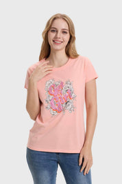 Polera Mujer Básica Print Damasco