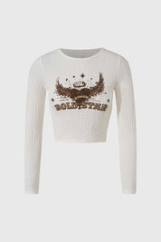 Polera Niña Crop Crep Crudo