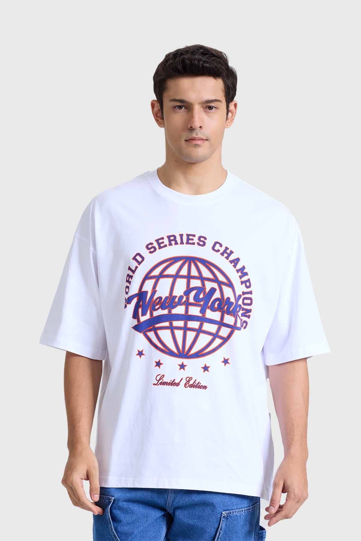 Polera oversize algodón blanco diseño gráfico – Fashion´s Park