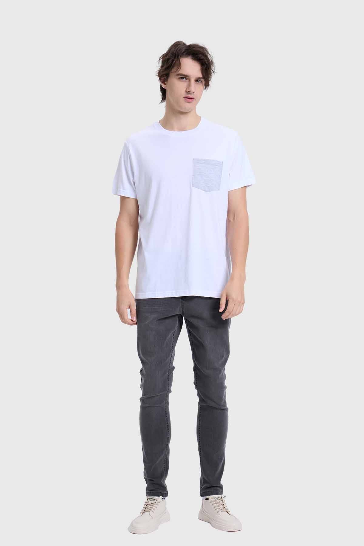 Polera Hombre Con Bolsillo Blanco