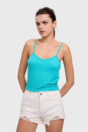 Polera Mujer Pabilo Crop Aqua