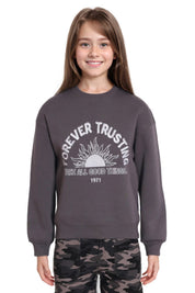 Polerón Niña Oversize Bordado Gris