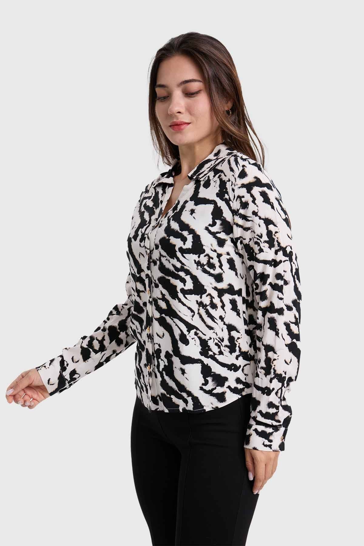 Blusa Mujer Abotonada Arena