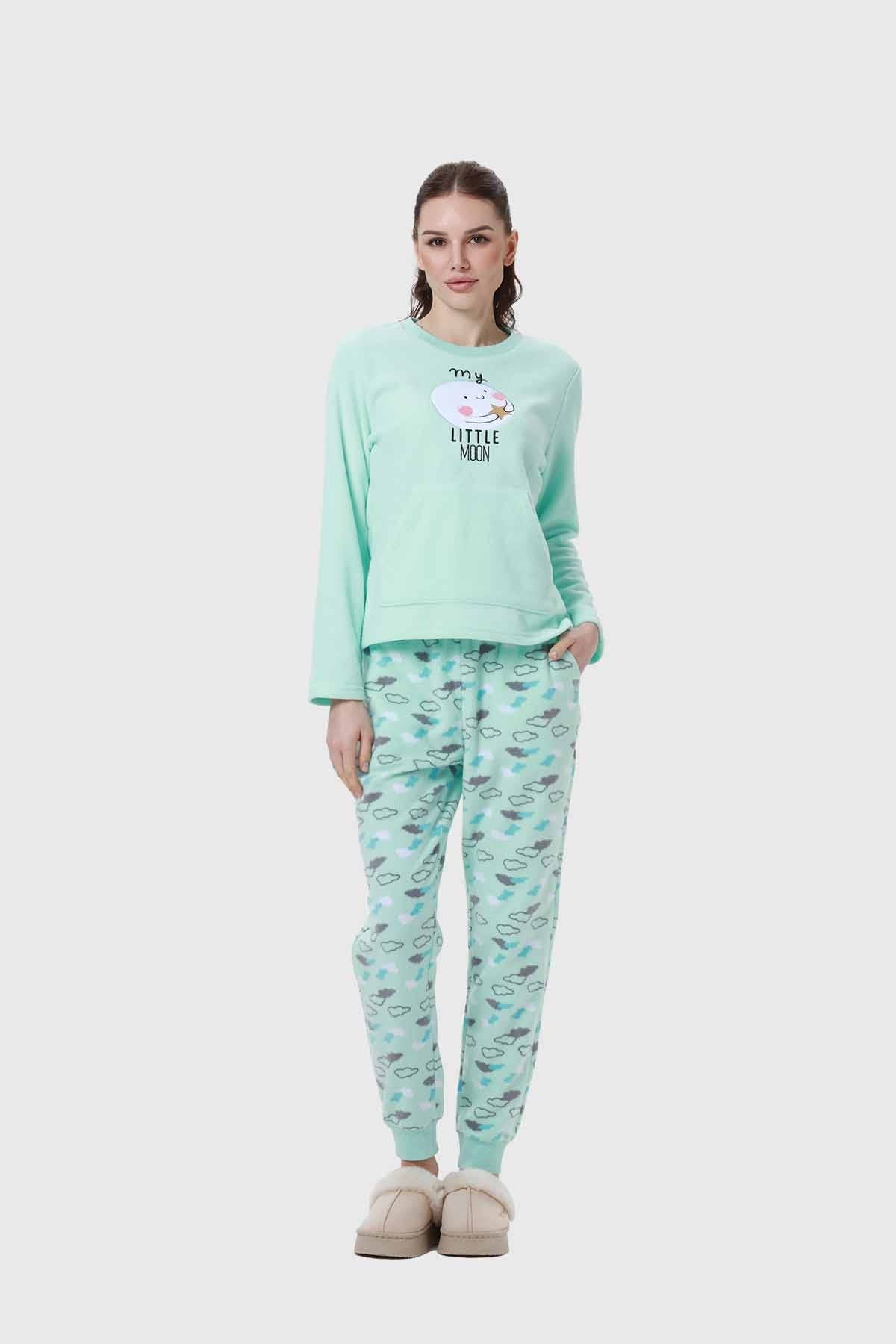 Pijama polar verde suave con diseño divertido – Fashion´s Park