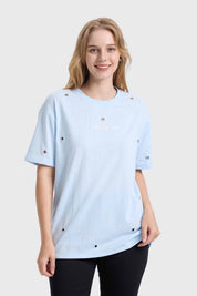 Polera Mujer Ojetillos Celeste