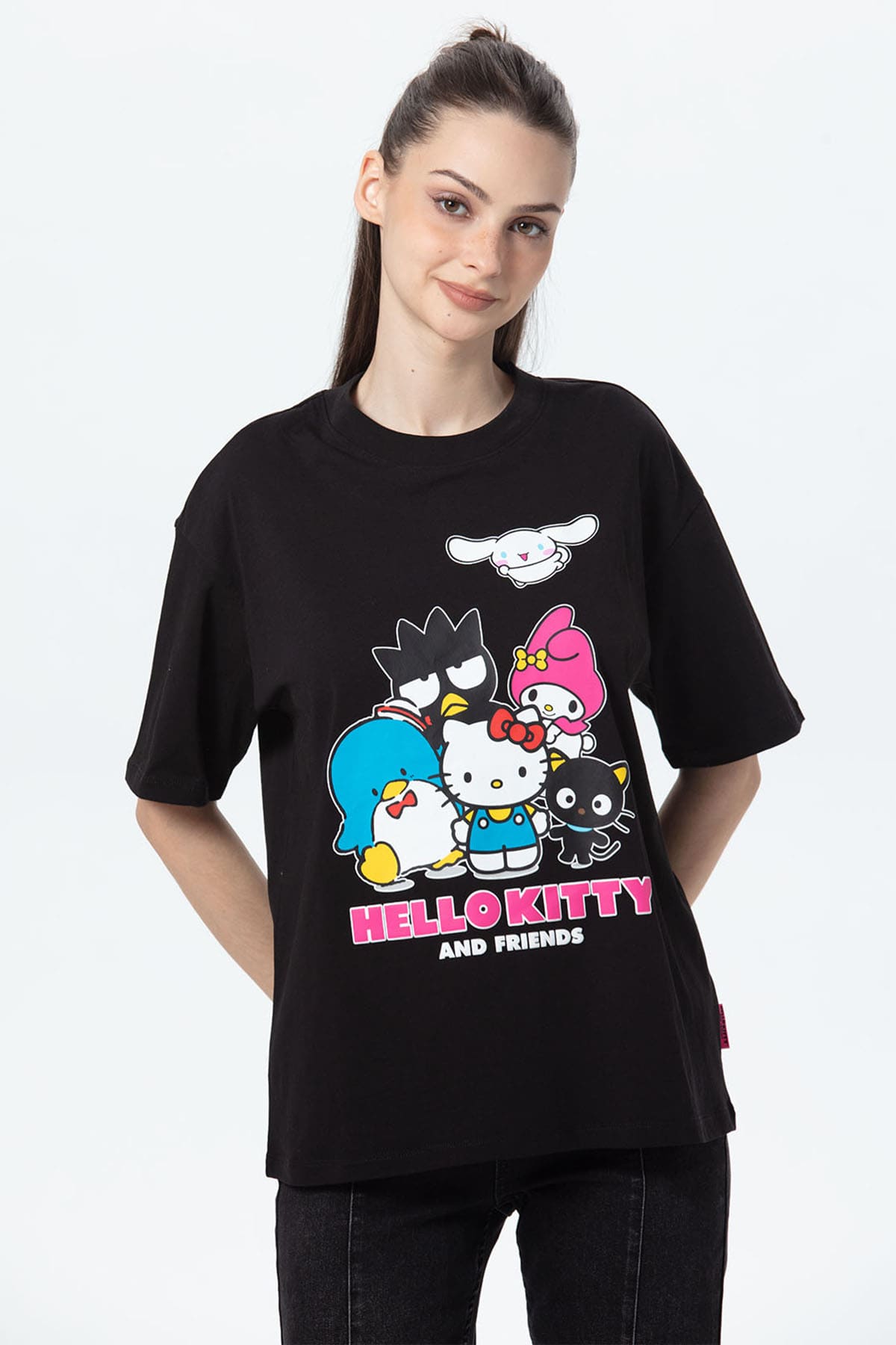 Polera Mujer Oversize Hello Kitty Negro