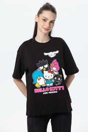 Polera Mujer Oversize Hello Kitty Negro