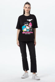 Polera Mujer Oversize Hello Kitty Negro