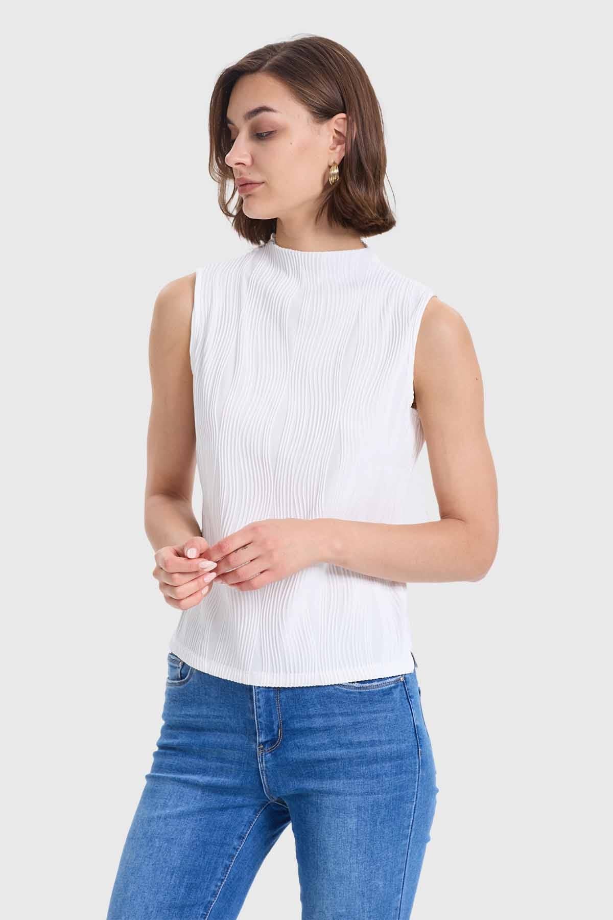Polera Mujer Con Textura Crudo