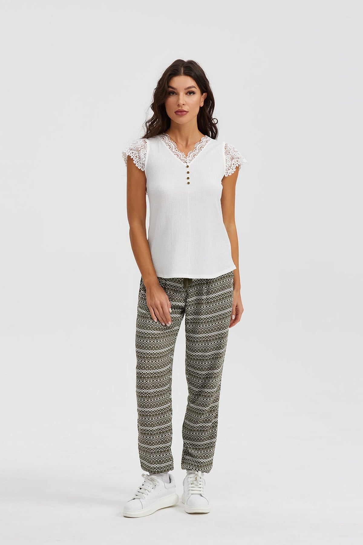 Pantalón Mujer Bombacho Puño Elástico Verde