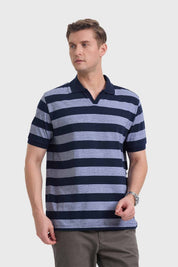 Polera Hombre Franjas Azul