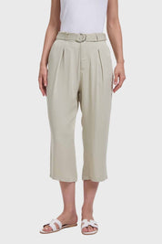 Pantalón Mujer Sastrero Con Cinturón Caqui