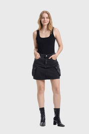 Falda Mujer Denim Cargo Negro