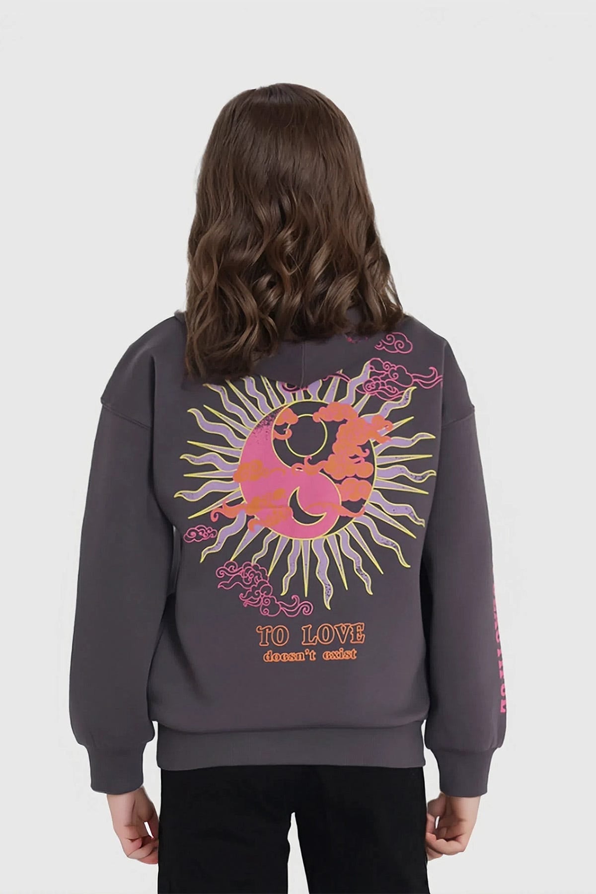 Polerón Niña Oversize Print Gris