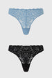 Calzón Mujer Bipack Pantaleta Detalle Mesh Celeste