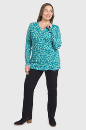 Polera Mujer Con Aplicación Escote Verde