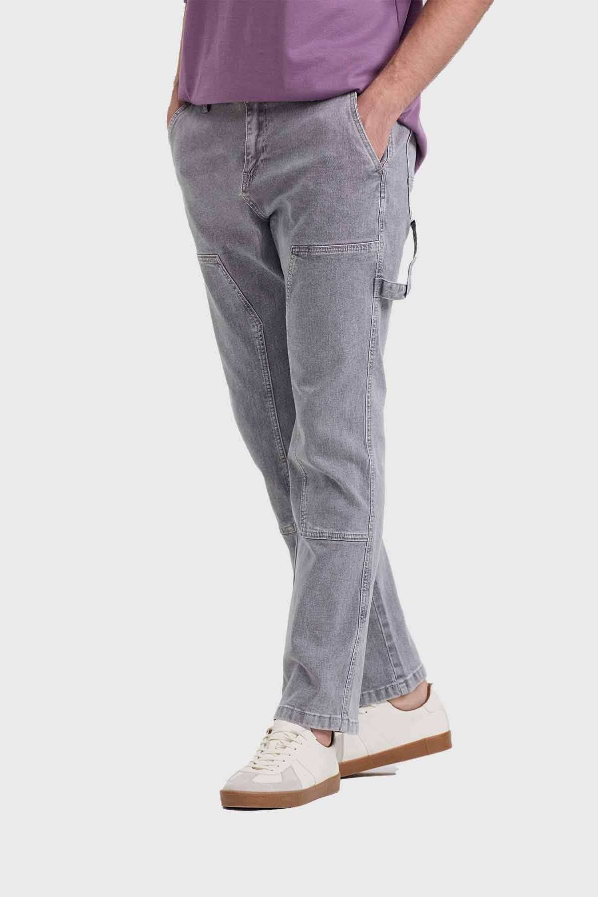 Jeans Hombre Costura Pierna Gris