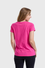 Polera Mujer Básica Print Fucsia