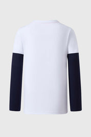 Polera Niño Doble Manga Básica Blanco