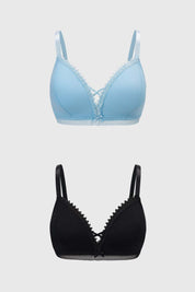 Sostén Mujer Bipack Detalle Bordado Celeste