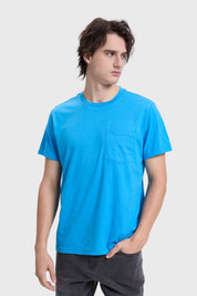 Polera Hombre Con Bolsillo Celeste