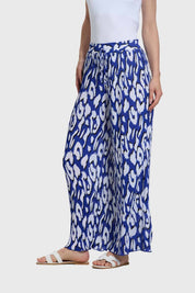 Pantalón Mujer Palazzo Con Bolsillo Azul