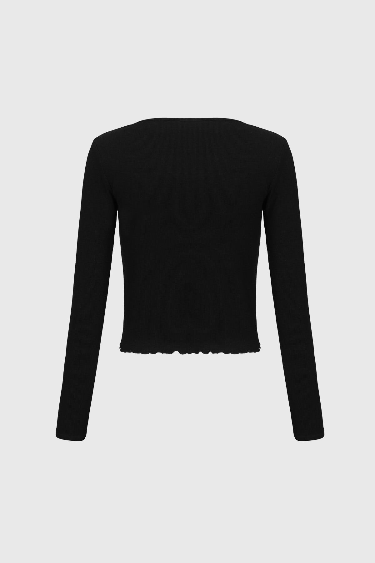 Polera Niña Recogido Delantero Negro