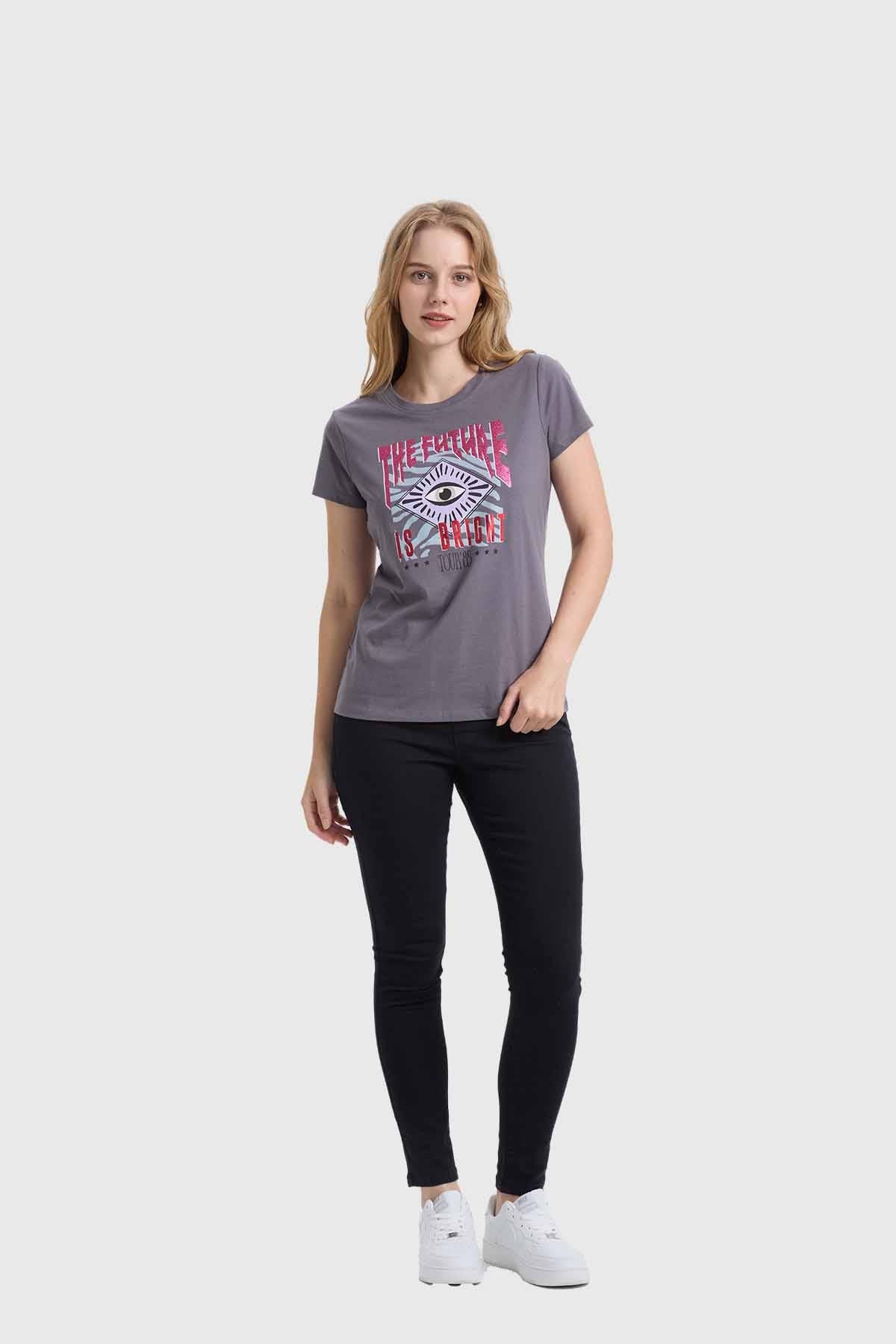 Polera Mujer Básica Print Gris