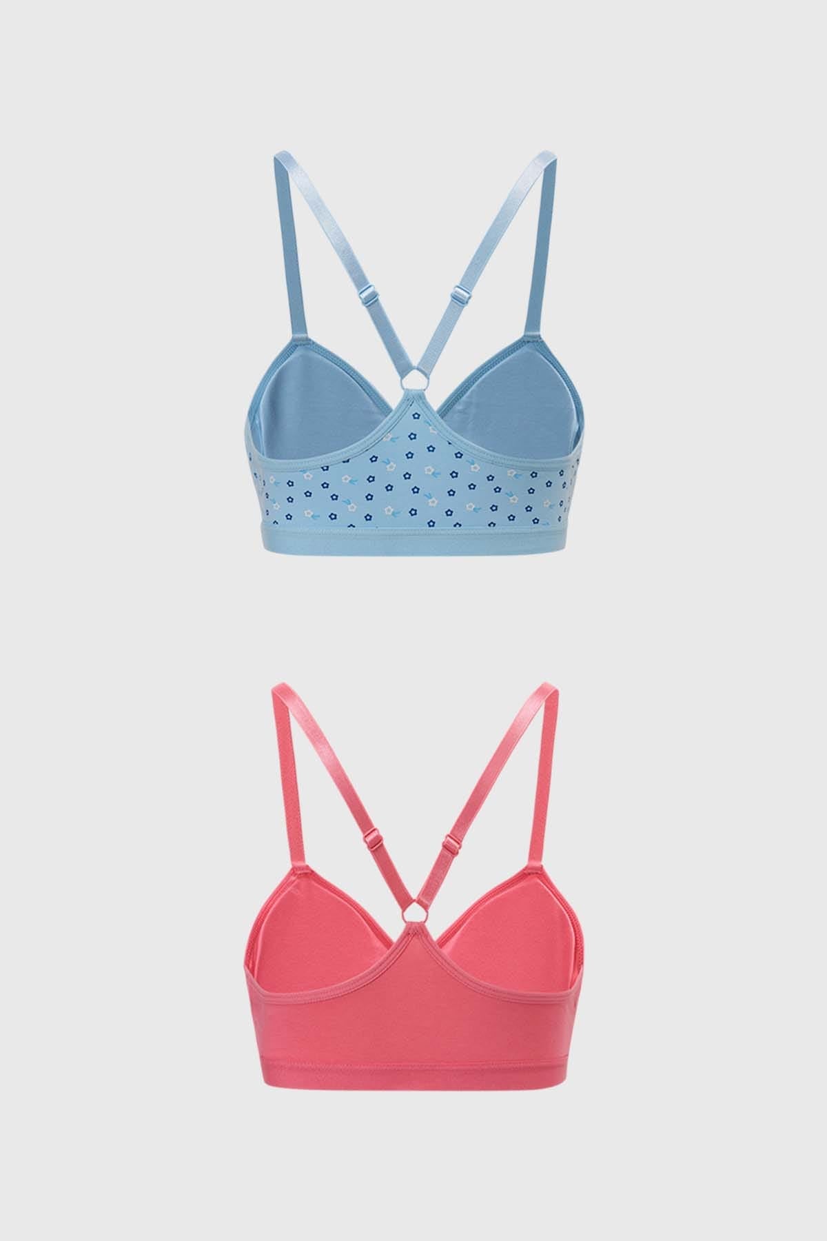 Sostén Mujer Bipack Print Celeste